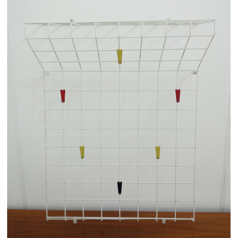 White metal wall coat rack 1960s