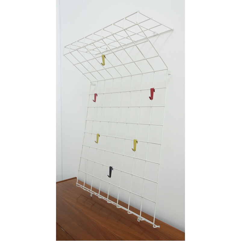 White metal wall coat rack 1960s