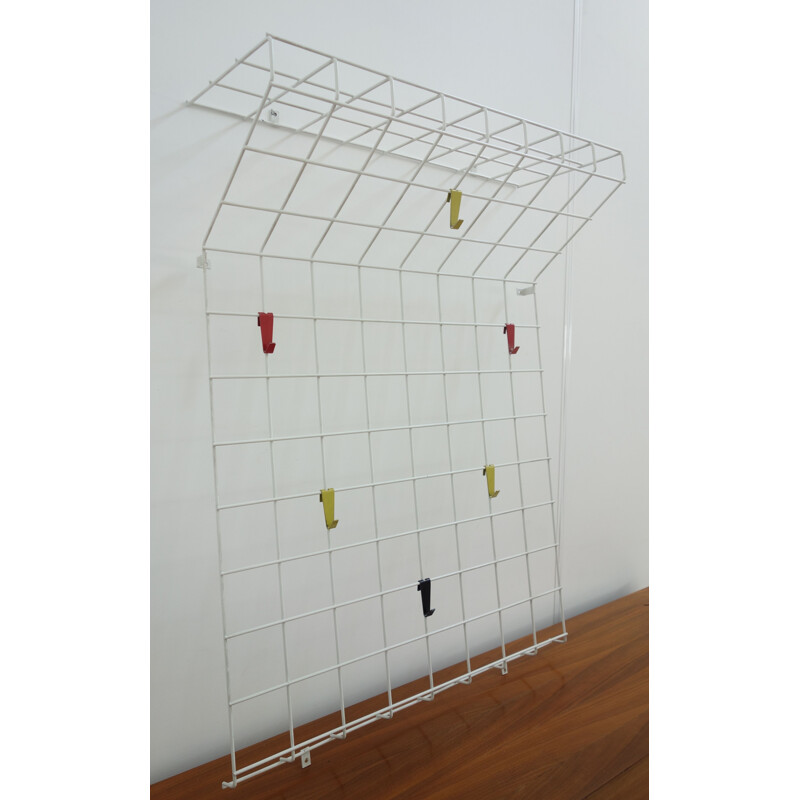 White metal wall coat rack 1960s