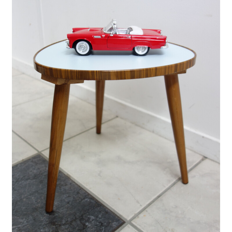 Plant table in the shape of a blue triangle Vintage 1950