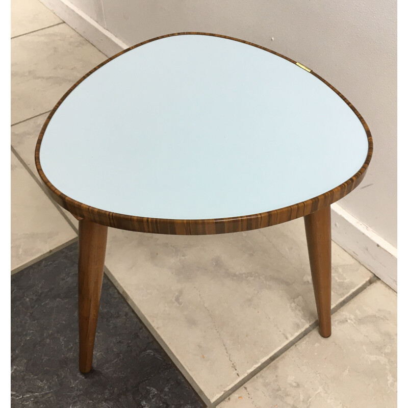 Plant table in the shape of a blue triangle Vintage 1950