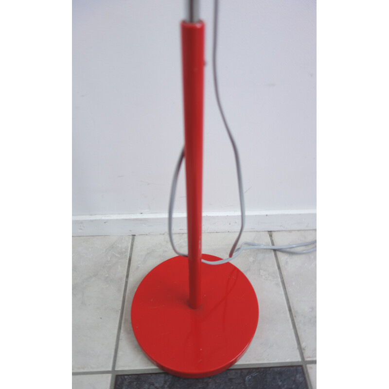 Lampe à pied vintage en métal rouge à deux tons 1970