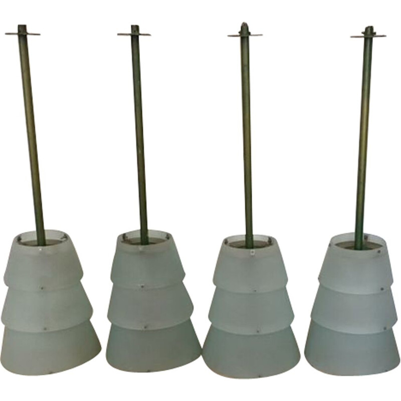 Series of 4 chandeliers industrial 1970-1980