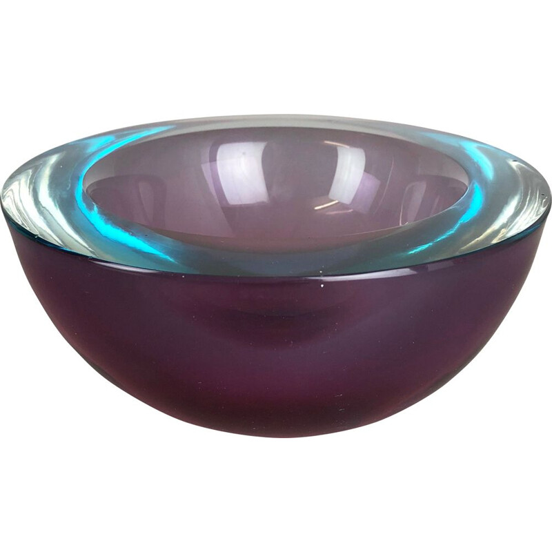 Large Murano Glass Sommerso Bowl Element Flavio Poli, Attributed, Italy, 1970