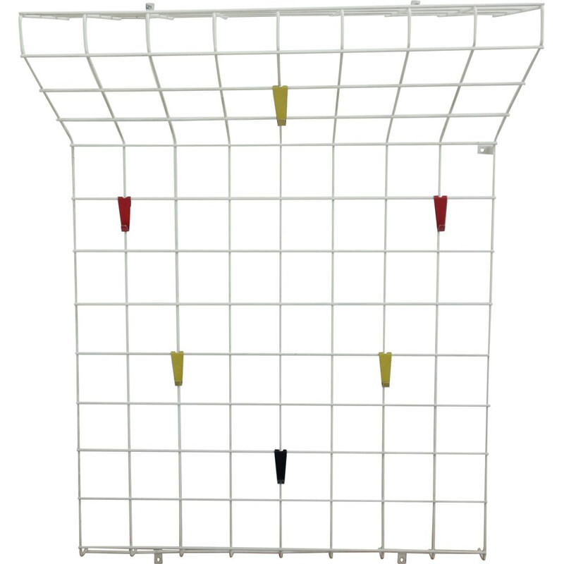 White metal wall coat rack 1960s