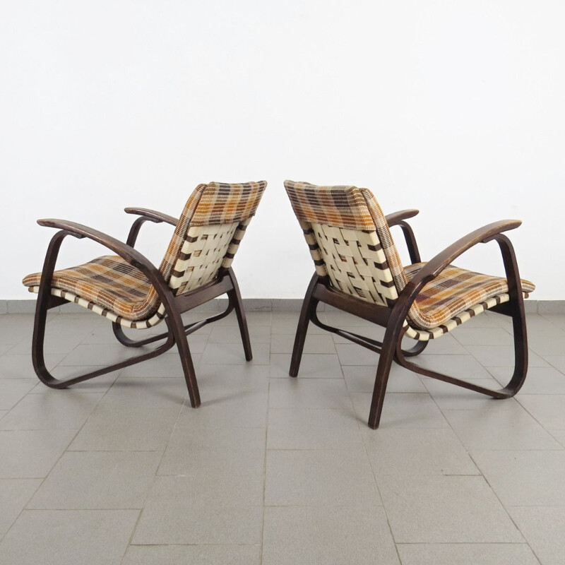 Ensemble de fauteuils vintage produits par Jan Vanek 1940