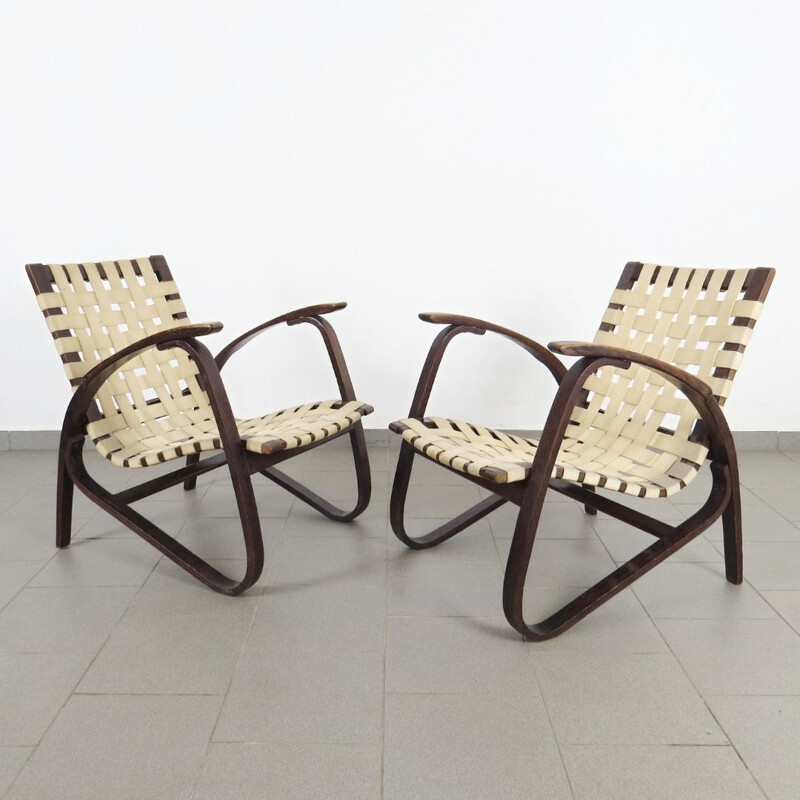 Set of armchairs produced by Jan Vanek during the 1940's