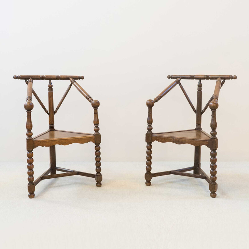 Pair of turned walnut armchairs 1930s