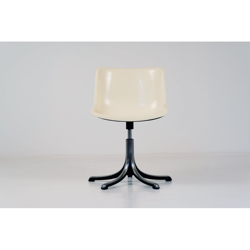Lot de 4 chaises ivoire vintage par O. Borsani pour Tecno 
