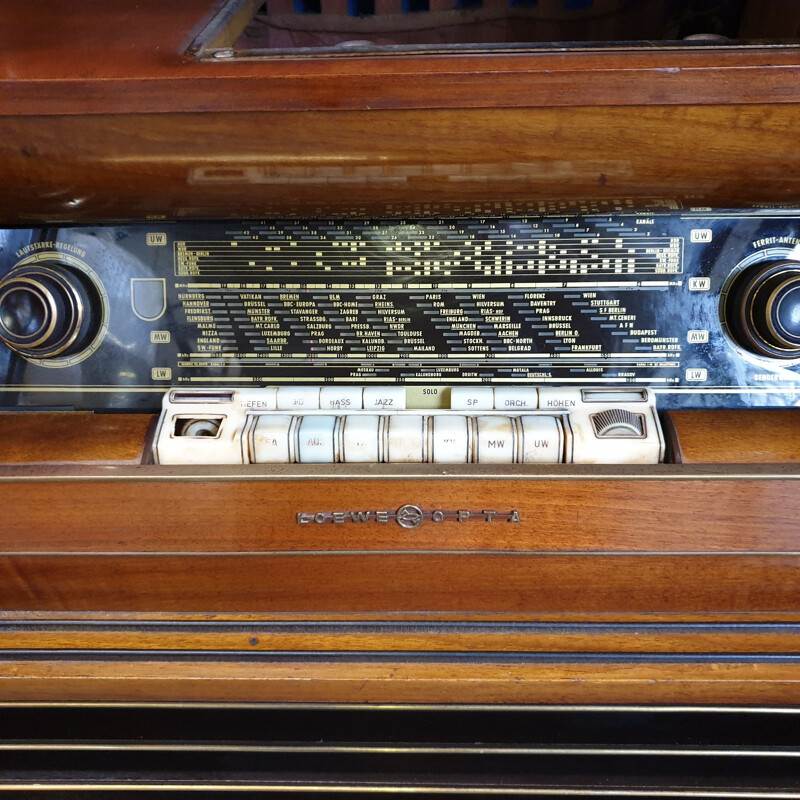 Loewe Opta Walnut Media Cabinet 1950's