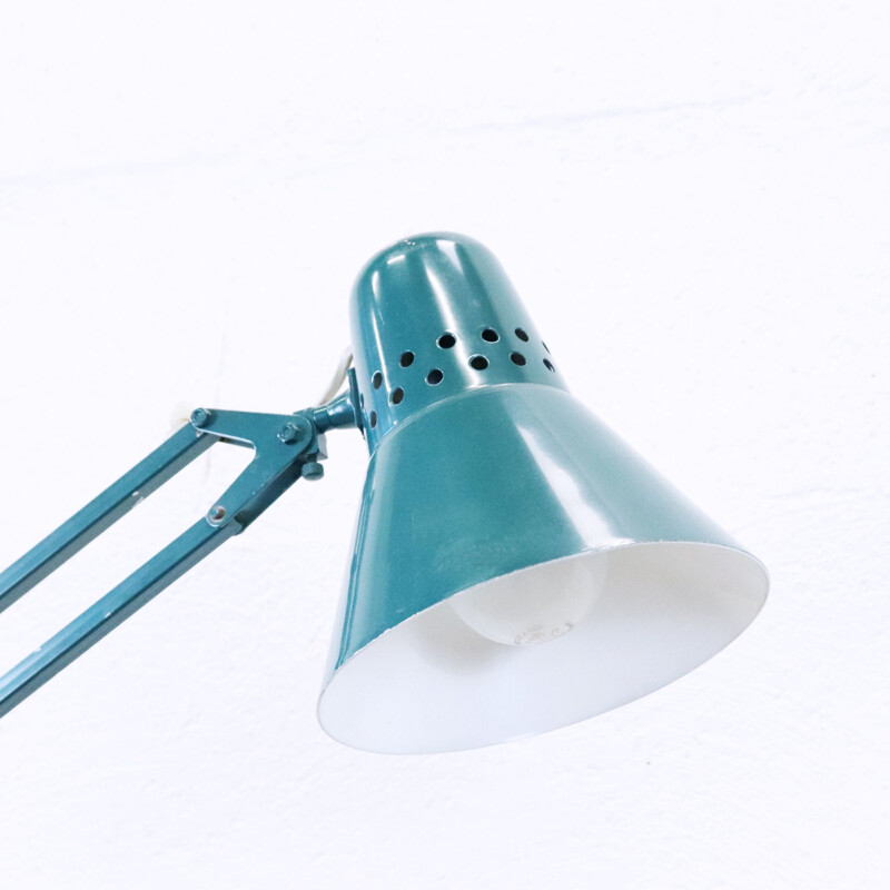 Lampe d'architecte vintage bleu canard Suede 1970