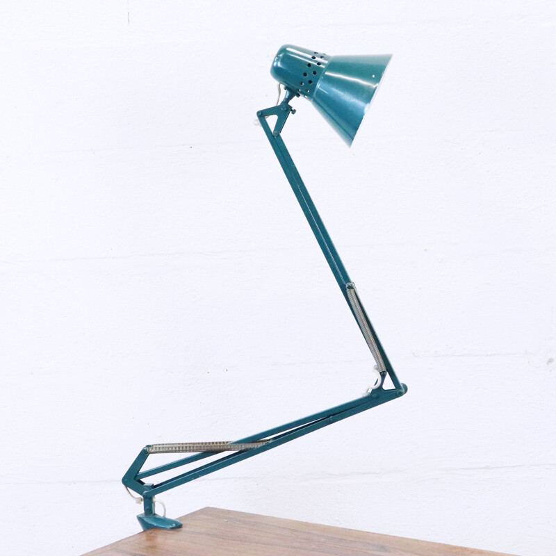 Vintage duck blue Suede 1970 architect lamp