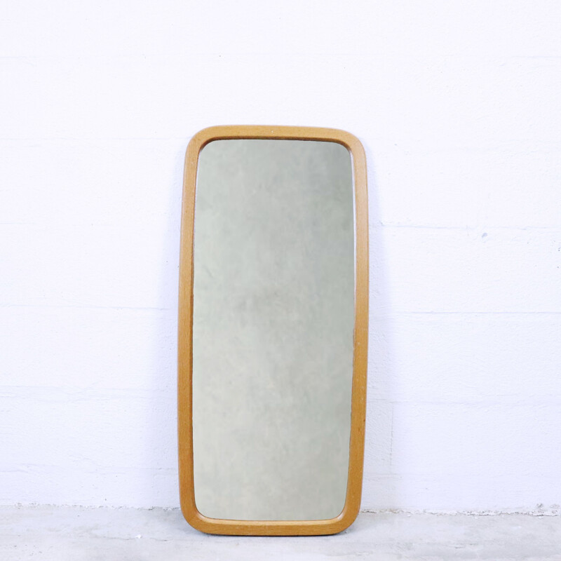 Vintage solid oak mirror Froseke Sweden 1960