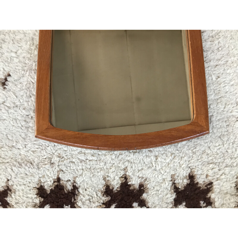 Vintage Scandinavian teak mirror in barrel shape 1950 1960