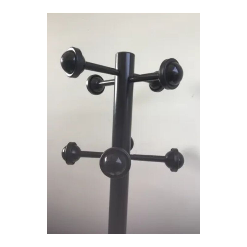 Vintage coat rack Black metal and plastic 1980