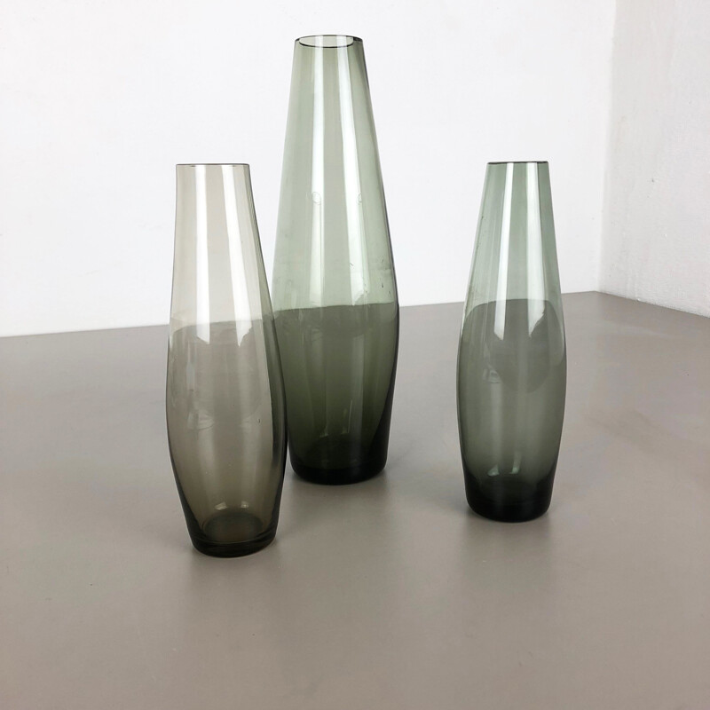 Ensemble de 3 vases vintage à turmaline par Wilhelm Wagenfeld pour le Wmf, Allemagne 1960