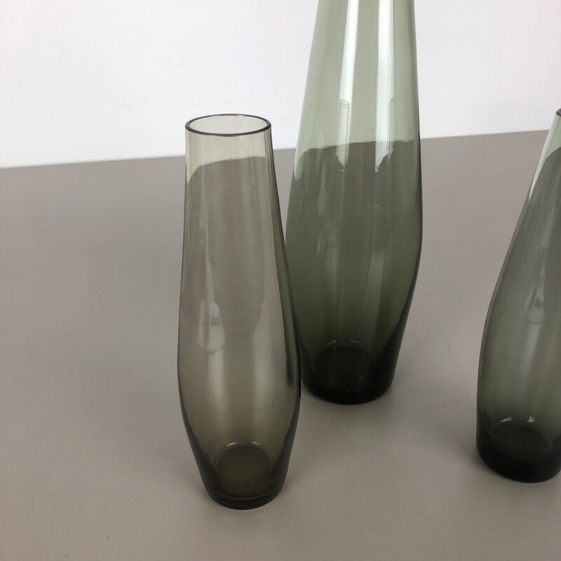 Set di 3 vasi vintage in turmalina di Wilhelm Wagenfeld per il Wmf, Germania 1960