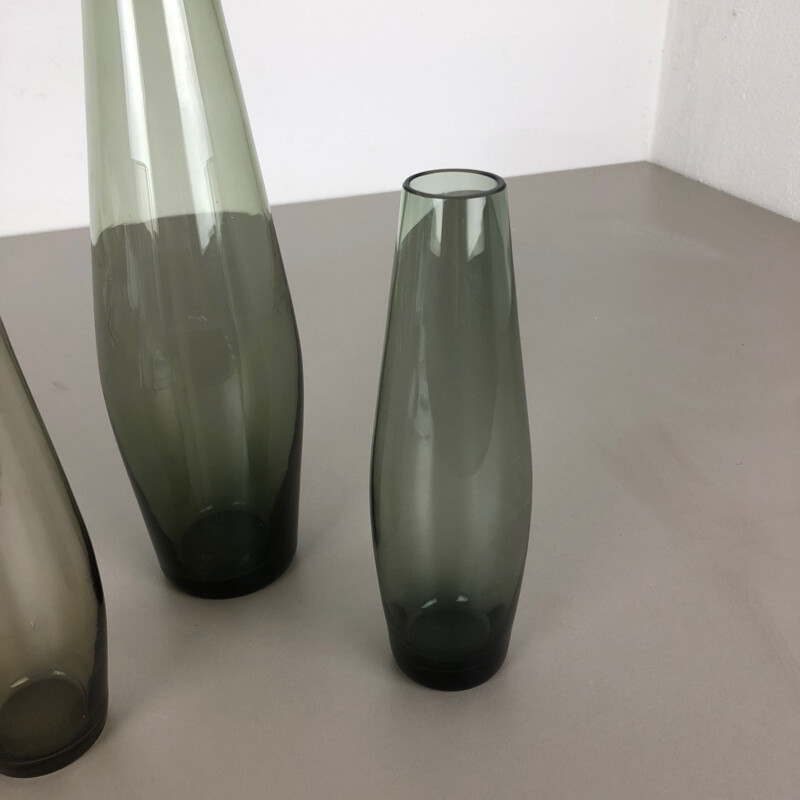 Conjunto de 3 vasos de turmalina vintage de Wilhelm Wagenfeld para a Wmf, Alemanha 1960