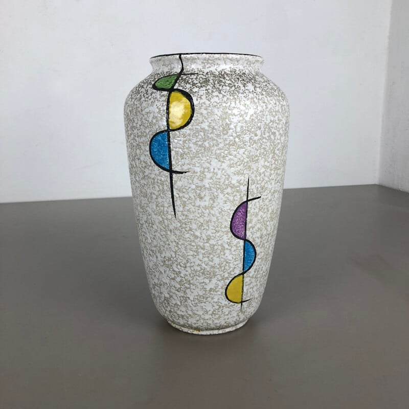 Vintage Vase aus farbiger Keramik aus Fettlava von Bay Ceramics, Deutschland 1950