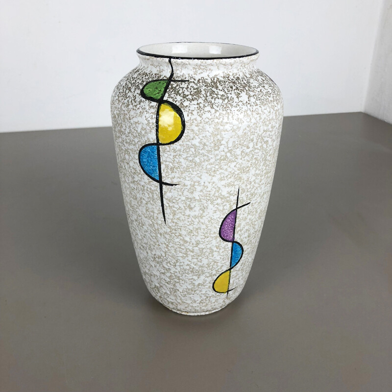 Vintage colored lava clay vase from Bay Ceramics, Germany 1950