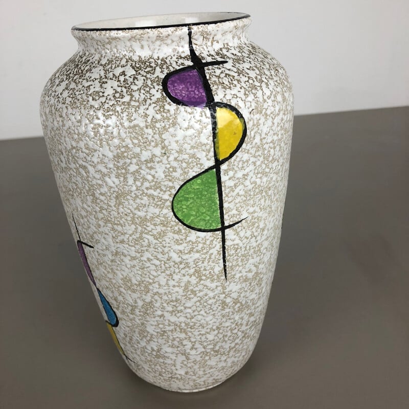 Vintage Vase aus farbiger Keramik aus Fettlava von Bay Ceramics, Deutschland 1950