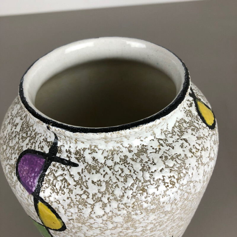 Vintage Vase aus farbiger Keramik aus Fettlava von Bay Ceramics, Deutschland 1950