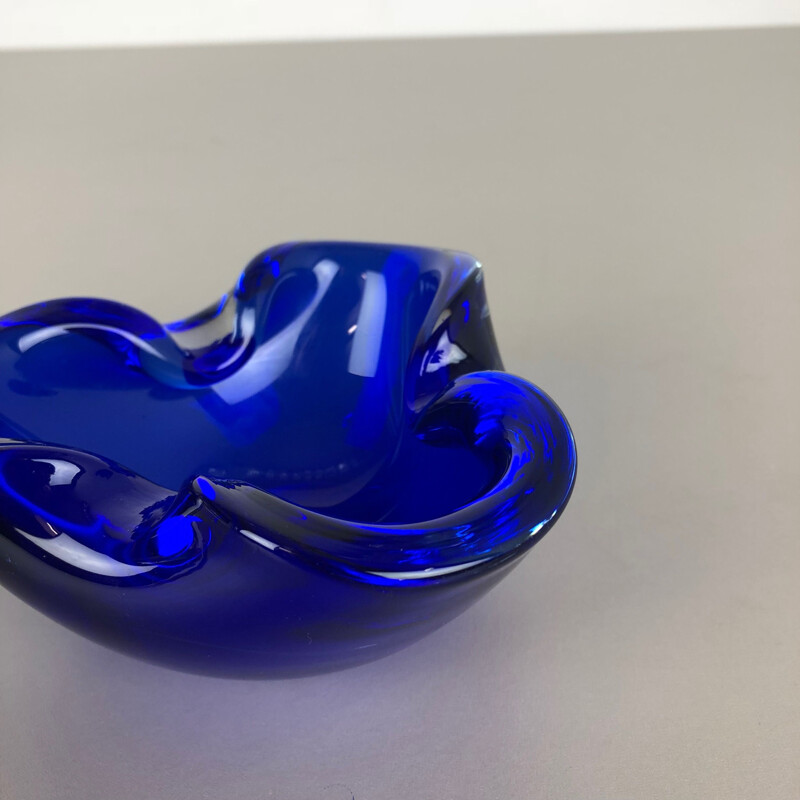 Heavy Murano Glass "Blue" Bowl Element Shell Ashtray Murano, Italy, 1970s