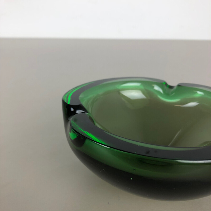 Heavy Murano Glass "Green" Bowl Element Shell Ashtray Murano, Italy, 1970s