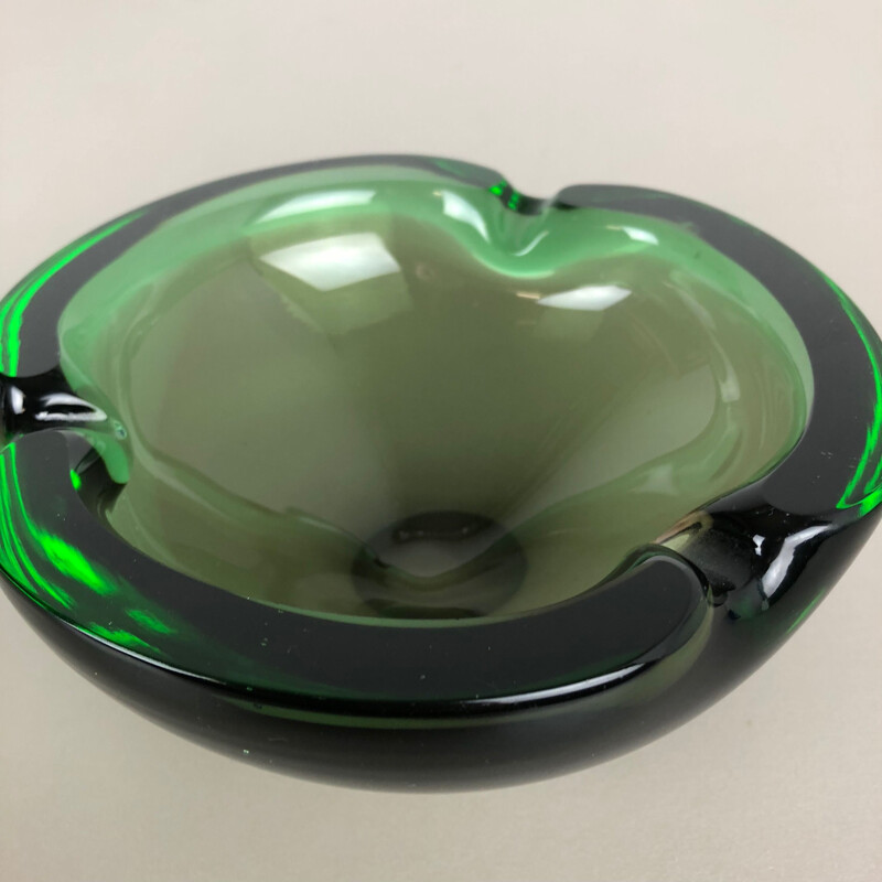 Heavy Murano Glass "Green" Bowl Element Shell Ashtray Murano, Italy, 1970s