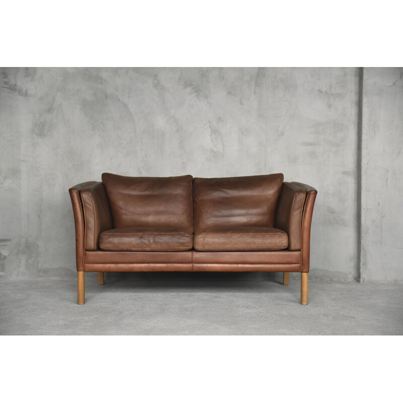 Mid-Century Modern Danish Brown Leather Sofa from Stouby, 1960s