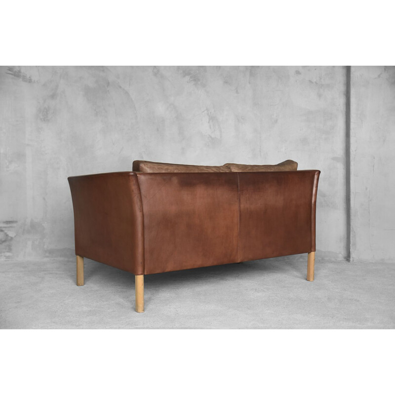 Mid-Century Modern Danish Brown Leather Sofa from Stouby, 1960s