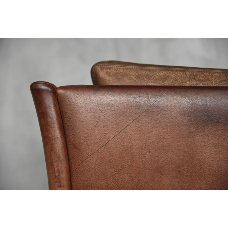 Mid-Century Modern Danish Brown Leather Sofa from Stouby, 1960s