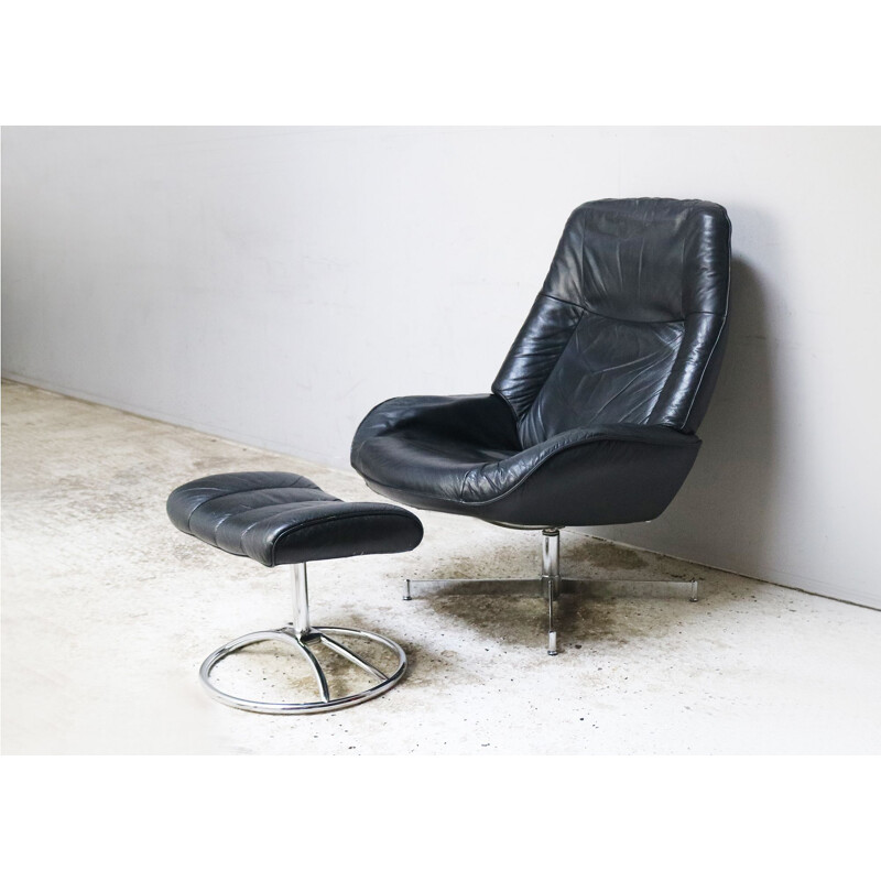 1960's Danish mid century reclining lounge chair and footstool