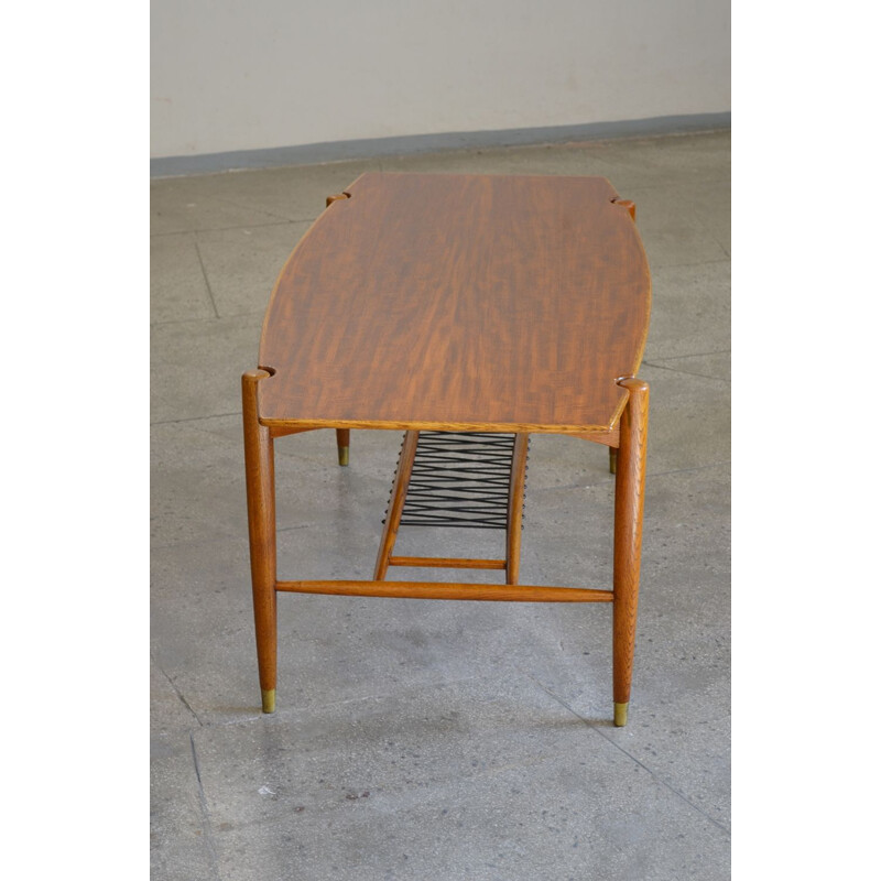  Scandinavian Mid-Century Coffee Table, Made of solid oak and teak 1960s