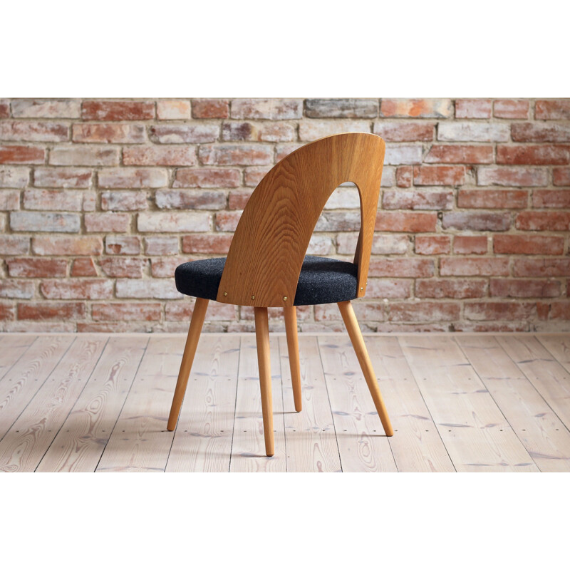 Set of 4 Dining Chairs by A. Šuman in Melange-Black Wool by Kvadrat