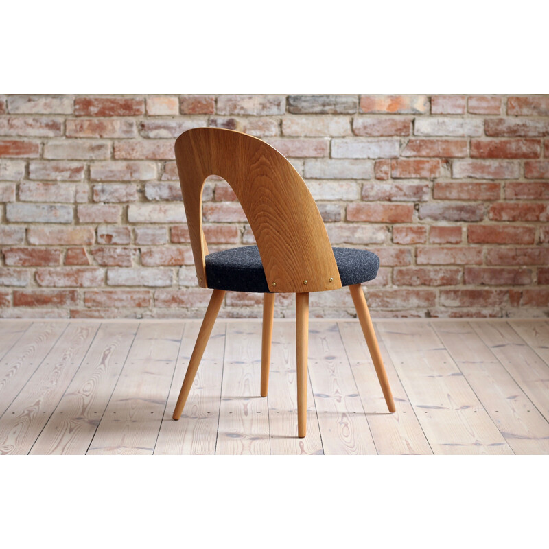 Set of 4 Dining Chairs by A. Šuman in Melange-Black Wool by Kvadrat