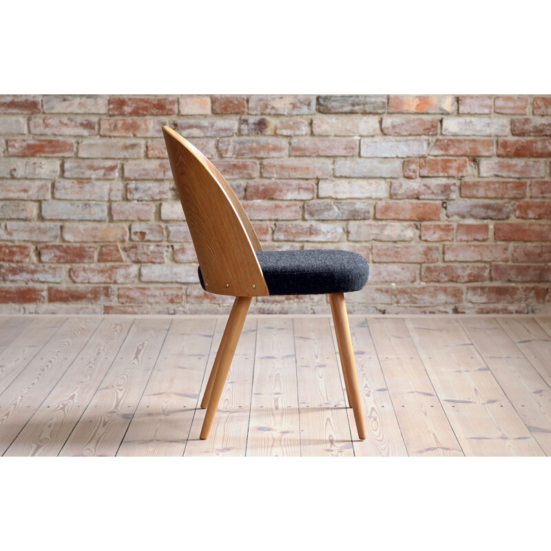 Set of 4 Dining Chairs by A. Šuman in Melange-Black Wool by Kvadrat