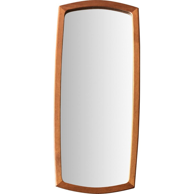 Miroir vintage en teck forme tonneau scandinave 1950 1960