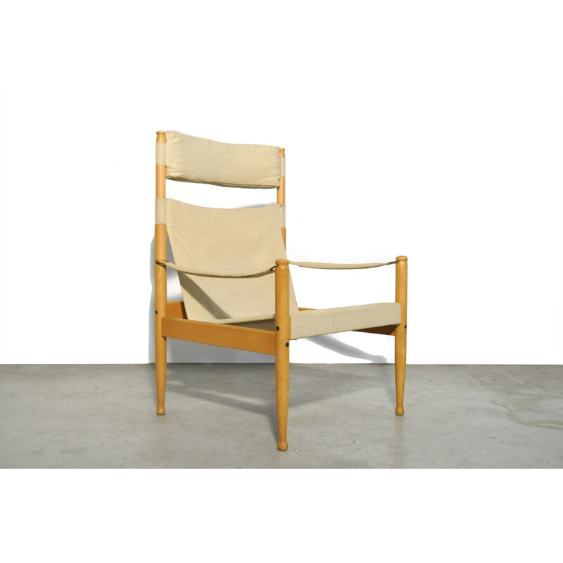 Sillón safari danés vintage de Eric Wørts para Niels Eilersen 1960