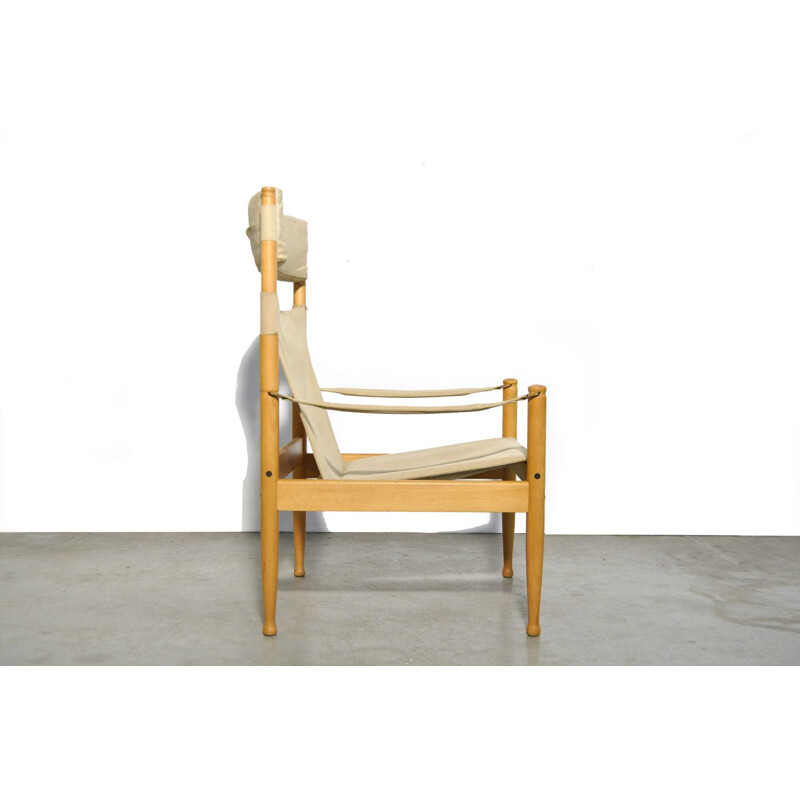 Sillón safari danés vintage de Eric Wørts para Niels Eilersen 1960