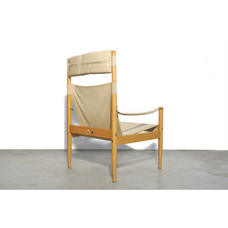 Vintage Danish safari easy chair by Eric Wørts for Niels Eilersen, 1960s 