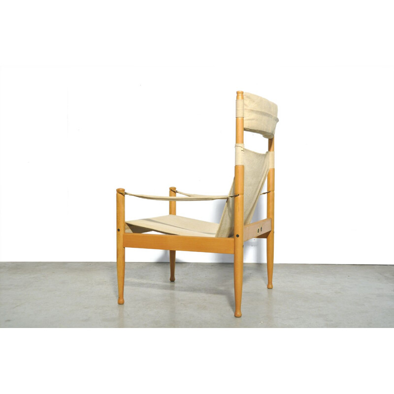 Vintage Danish safari easy chair by Eric Wørts for Niels Eilersen, 1960s 