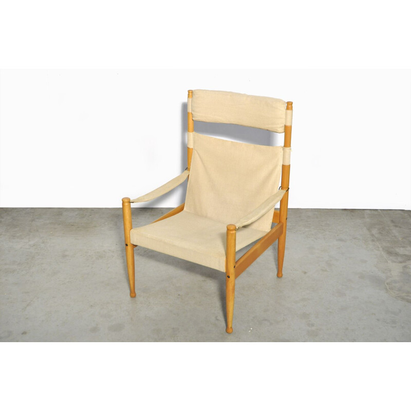 Vintage Danish safari easy chair by Eric Wørts for Niels Eilersen, 1960s 