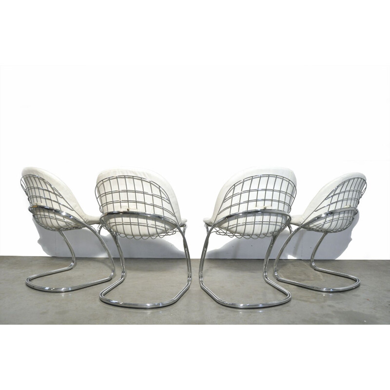 Set of 4 “Pascale” wire chairs designed by Gastone Rinaldi for Thema