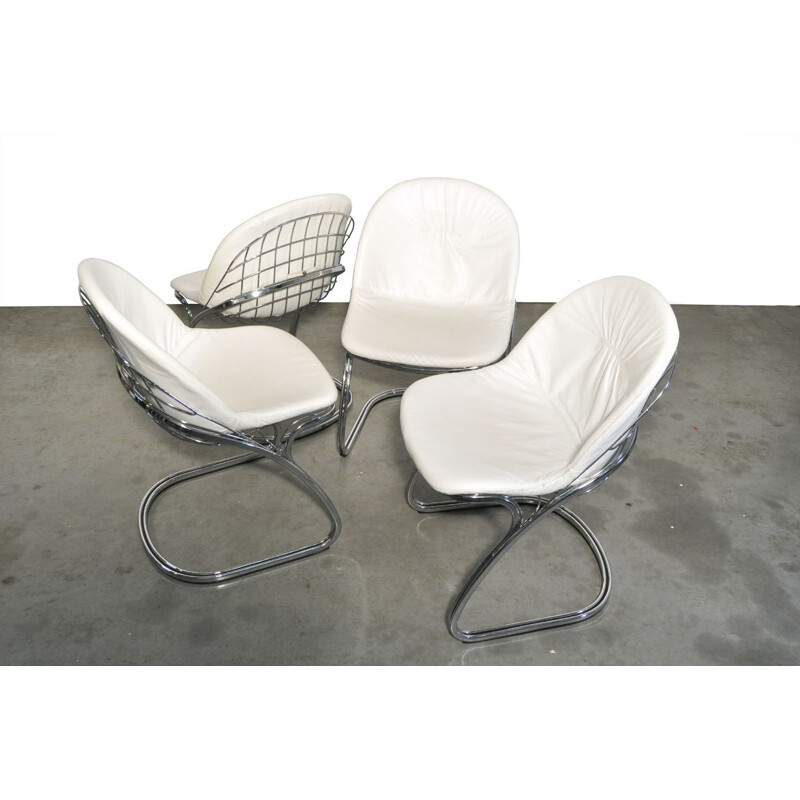 Set of 4 “Pascale” wire chairs designed by Gastone Rinaldi for Thema