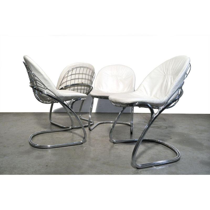 Set of 4 “Pascale” wire chairs designed by Gastone Rinaldi for Thema