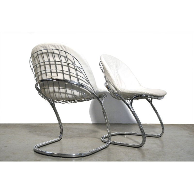 Set of 4 “Pascale” wire chairs designed by Gastone Rinaldi for Thema