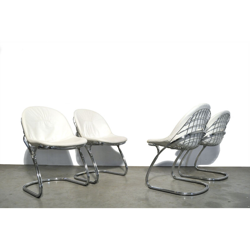 Lot de 4 chaises vintage "Pascale" en fil de fer conçues par Gastone Rinaldi pour Thema