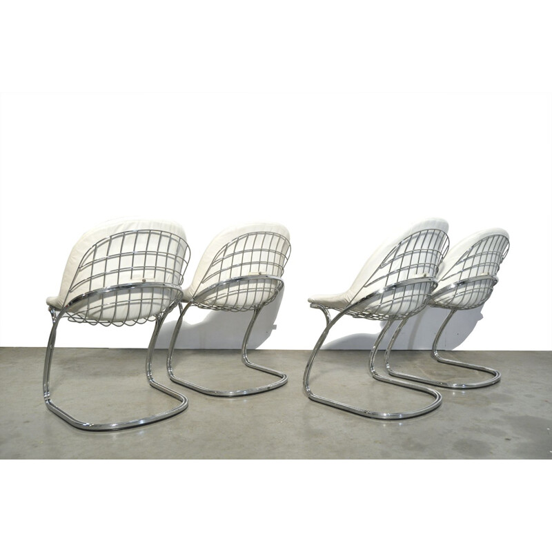 Set of 4 “Pascale” wire chairs designed by Gastone Rinaldi for Thema