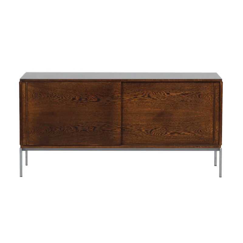 Vintage sideboard in Wenge with 2 sliding doors 1970